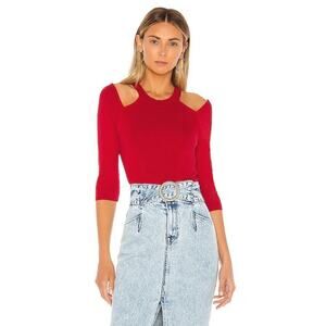 NWT NBD Prate Sweater in Spicy Red Knit Cold Shoulder Cut Out Size Medium